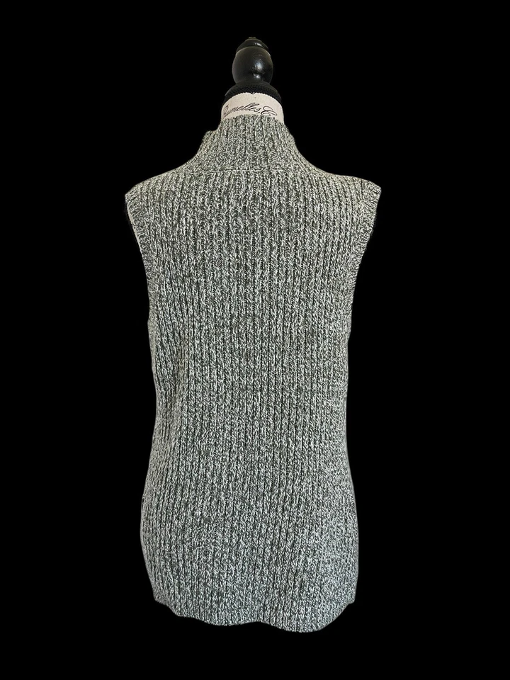 Cárdigan abierto sin mangas tejido jaspeado verde Kim Rogers chaleco suéter para mujer M’s Foto 3 de 4