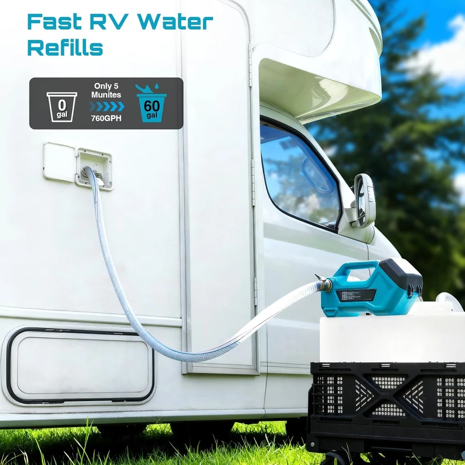 Seesii Cordless Water Transfer Pump 760GPH 2×4,0Ah Self-Priming for RV/Pool/Gard - image 2 of 4