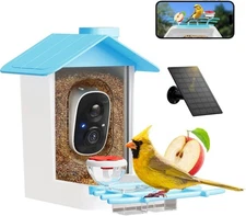 Smart Bird Feeder w/Camera - Solar, AI ID 11K+ Birds, Night Vision, IP66
