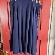 White Mark Women's Navy Blue Midi A-Line Skirt Plus Size 3X NWT