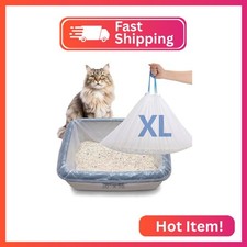 Cat Litter Box Liners, 36 x 19 In, 3 Mil, Drawstring, 10 Count