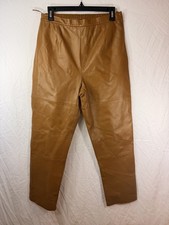 Terry Lewis Classic Luxuries Genuine Leather Brown Women's Pants sz 10- EUC