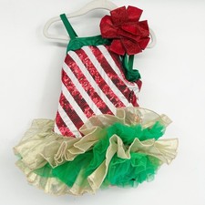 Weissman Girls Sequin Candy Cane Holiday Festive Tutu Dance Pageant Leotard SC