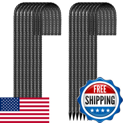 Yilegsyo 16 Pack 12 Inch Garden Ground Stakes J Hook Rebar Stakes Heavy Duty