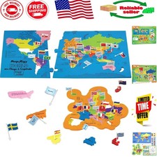 Fun Educational World Map Puzzle with 75 Pieces - Geography Skills for Kids 5-12