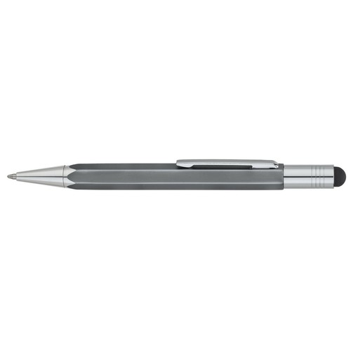 TERZETTI HEXAGON GREY HEAVY METAL BALLPOINT PEN W/ CONDUCTIVE TIP+POUCH
