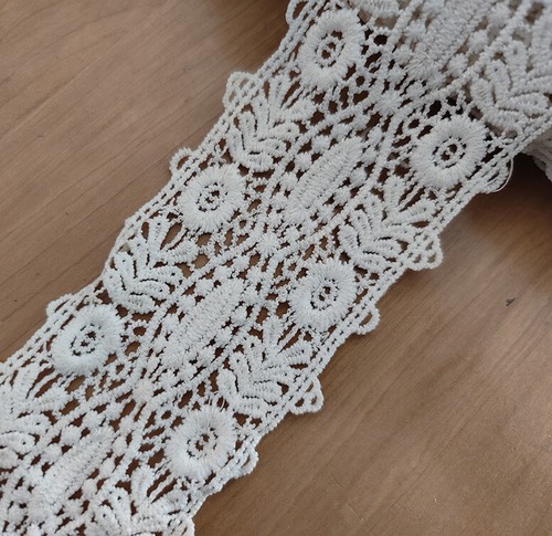 3-7 Yards 2" - 3" Wide Vintage Cotton Crochet Lace Trims Ivory White zhm51 - Picture 6 of 7