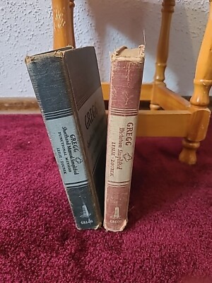 Set of 2 Vintage 1949 Gregg Shorthand & Dictation Hardback Books