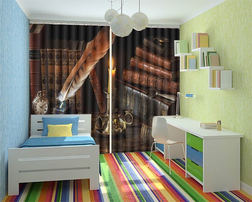 Candle Pocket Watch 3D Curtains Blockout Photo Printing Curtains Drape Fabric - 第 2/12 張圖片