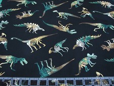 3 Yards Quilt Cotton Fabric - Timeless Treasures Camouflage Dinosaurs on Black