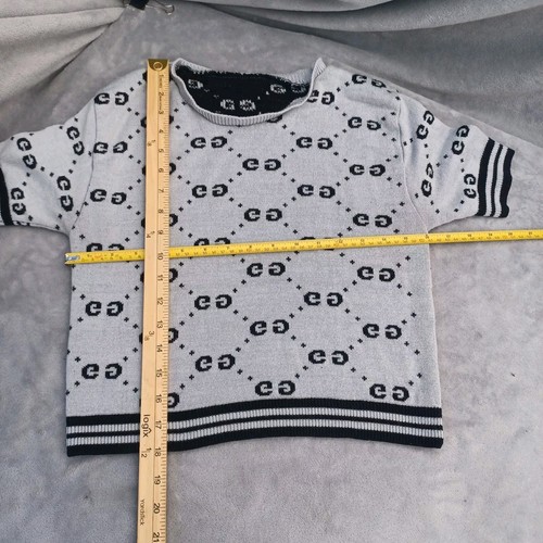 Girls Knitted Outfit 7-8 All Over Graphic Print 20-22" Waist 32" Chest Gray - Picture 13 of 18