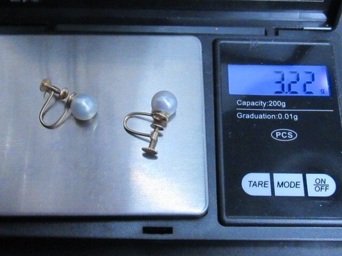 NAOMI Vintage 14 K Gold pearl Earrings designer earrings 14k - Picture 6 of 10