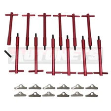 Red Billet T-Bar Valve Cover Wing Nut Hold Down Kit for Ford SB SBF 289 302 351W