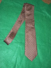 Reis of New Haven All Silk KRAWAT ~ Lt brąz / Jasnobrązowy nadruk ~ 58" DŁUGI x 3" SZEROKI