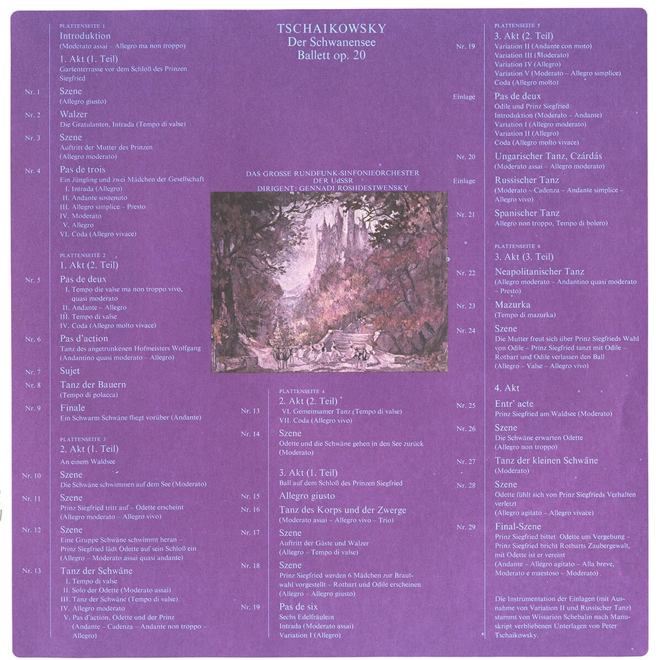 TCHAIKOVSKY Swan Lake Ballet ROZHDESTVENSKY Eurodisc 80034+ 3LP Die-Cut Cover - Image 2 of 3