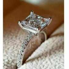 2.60 CT Princess Cut Lab-Created Diamond Engagement Ring 925 Sterling Silver