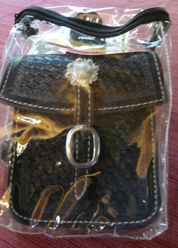 Black Showman Pocket Baskeweave Tooled Saddlebag.