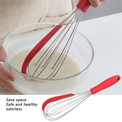 Egg Whisk with Silicone Scraper Stainless Steel Wisking Tool Egg Beater Dough... - Picture 2 of 9