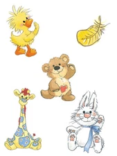 Little Suzys Zoo Friends Duck Bear Giraffe Feather 25 Wallies Wall Sticker Decal