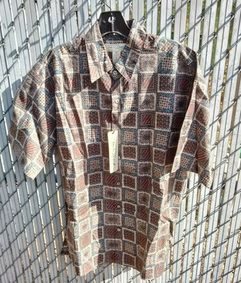 TORI RICHARD Short Sleeve Shirt Mens Small Honolulu Coffee Bean Patchwork NOSWT