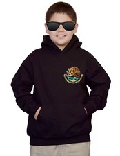 New Youth Mexico Seal Chest Kids Black Hoodie Symbol Mexican Pride Flag Snake