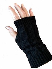 Ladies Warm Fingerless Gloves, Black, One Size Fits All, House of Alexie