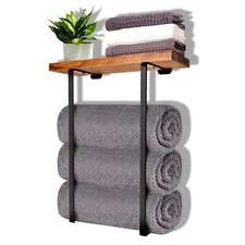 Towel Rack Wall MountedBathroom Towel StorageWall Towel HolderBlack Minimalis...