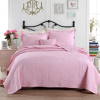 3-piece Comforter Set Embroidered Cotton Diamond Floral Agnle Bedspread Patch... on sale 3-piece Comforter Set Embroidered Cotton Diamond Floral Agnle Bedspread Patch... on sale