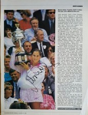 MONICA SELES PERSONALLY SIGNED TENNIS ARTICLE PAGE WITH CERTIFICATE 