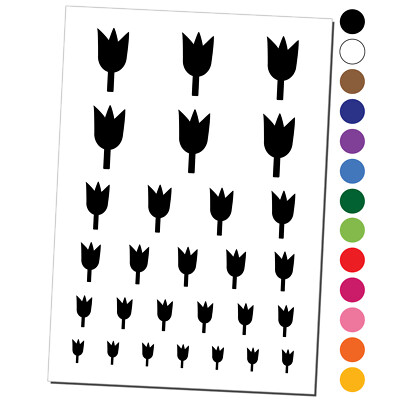 Tulip Flower Solid Temporary Tattoo Water Resistant Fake Body Art Set Collection
