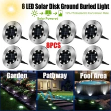 8X Waterproof Solar In Ground Lights Outdoor Garden Lawn 8 LED Disk Buried Lamp