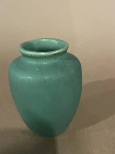Arts And Crafts Pottery Hand Crafted Matte Green Ceramic Vase