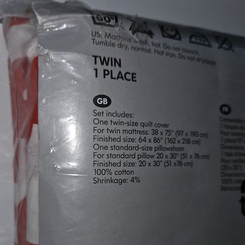 NEW Ikea Barnslig Ulven Red White Twin Size Quilt Cover + Pillowcase Wolf Dog? - Picture 6 of 7