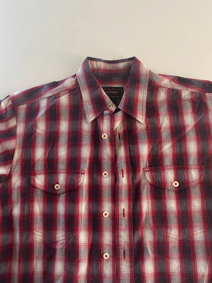 Lucky Brand New Vintage Sanforized Red Plaid LONG SLEEVE SHIRT S 15 x 33/34  - Image 3 of 4