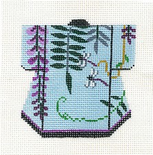 Petite Japanese Kimono Wisteria  Dragonfly Needlepoint Canvas Ornament by LEE