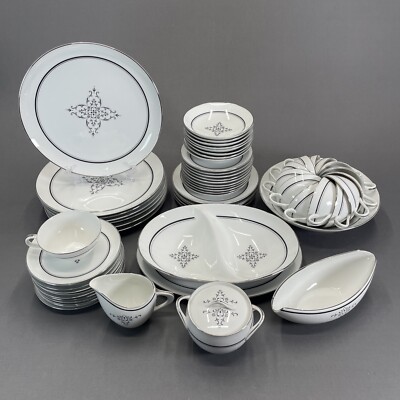 Style House Fine China Granada Dinnerware Replacements Black Scroll Center