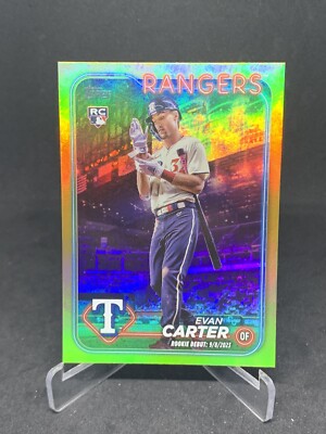 2024 Topps Update Series #US58 Evan Carter Debut Gold Foil Rangers RC 101724