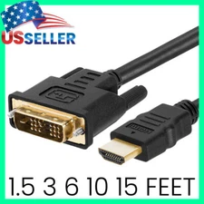 HDMI to DVI-D Cable Bi-Directional Male to Male Cord DVI to HDMI Adapter Black