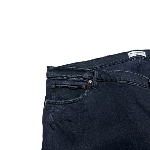 Abercrombie & Fitch Jeans Dad Womens 24 Short Black High Rise Distressed Baggy - Picture 6 of 9