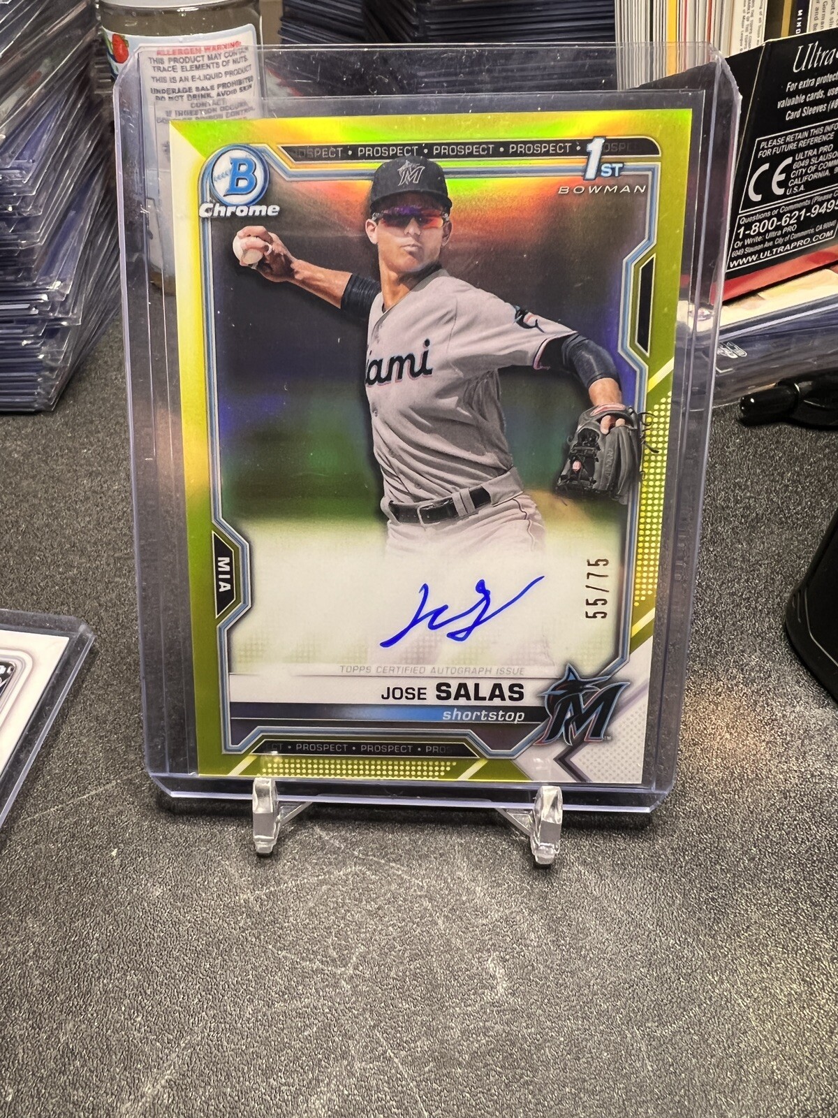 2021 Bowman Chrome Prospects Yellow Refractor /75 Jose Salas #CPA-JS Auto