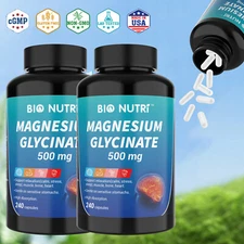 Magnesium Glycinate 500mg 480 Capsules For Improved Sleep Stress Anxiety Relief