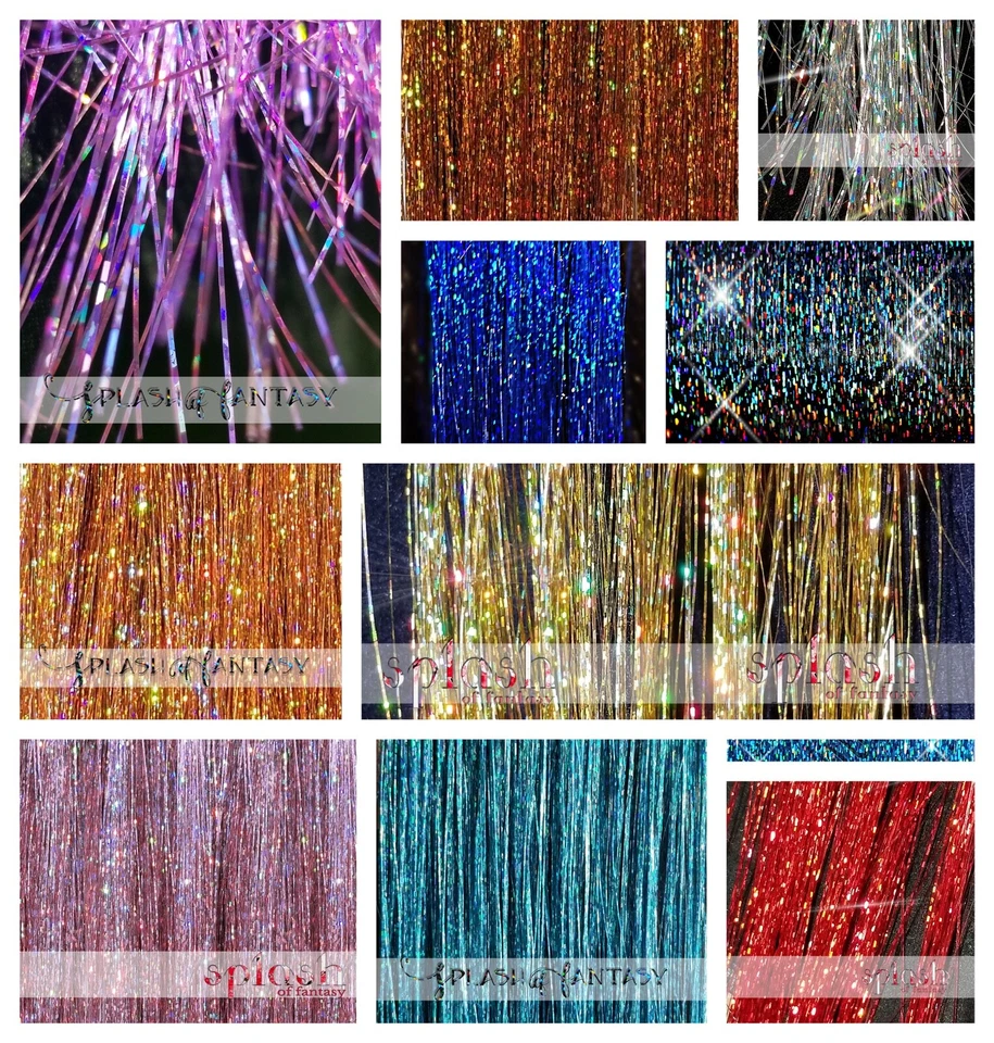 NUEVO OROPEL PARA CABELLO BRILLANTE 20"/40" 100 HEBRAS (elige color) vendedor de EE. UU. Foto 2 de 4