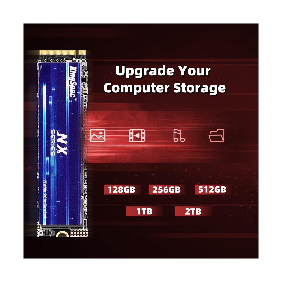 KingSpec NX Series 2TB Gen3x4 NVMe M.2 SSD, Up to 3500MB/s, 3D