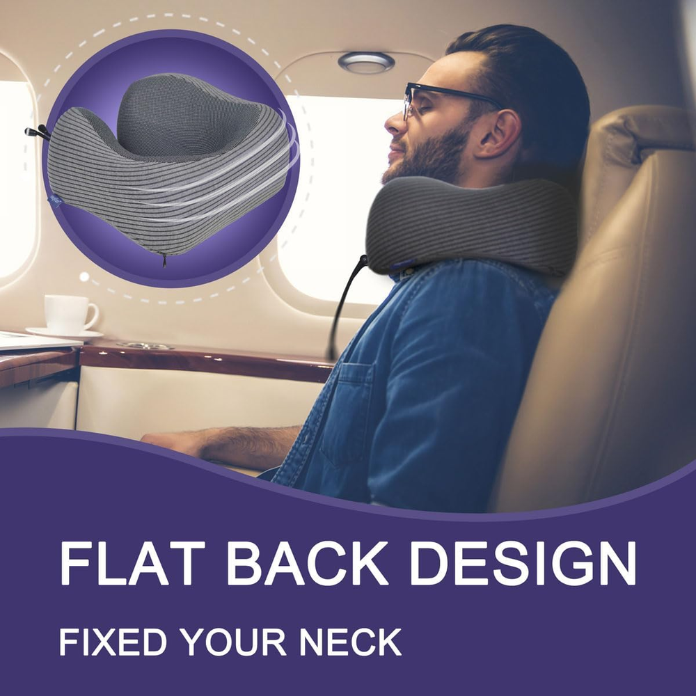 Ultra-Comfy Memory Foam Travel Neck Pillow for Airplanes