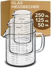 Messbecher Set Glas 50/125/25ml Mess Behälter Kanne Maß Küchen Krug Mini
