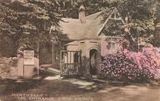 Postcard RPPC Virginia Monticello Entrance Lodge & Gate Hand Colored VA 1928