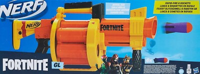 Nerf Fortnite GL Rocket-Firing Blaster - 6 Raketen Trommel, Pump-To-Fire Neu