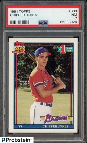 1991 Topps #333 Chipper Jones Atlanta Braves RC Rookie HOF PSA 7 NM