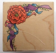 Hero Arts Flower Ribon Corner Wooden Rubber Stamp