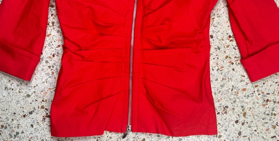 Joseph Ripkoff Women's Full Zip Ruffled Long Sleeve Cuffed Sleeve Jacket Size 8 - Image 3 of 4